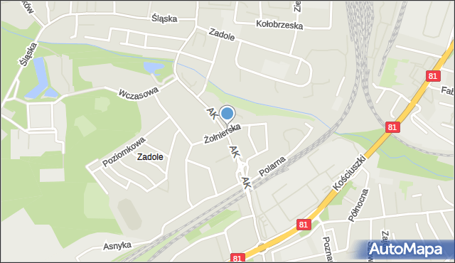 Katowice, Żołnierska, mapa Katowic