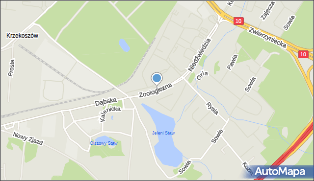 Szczecin, Zoologiczna, mapa Szczecina