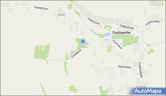Godzianów, Źródlana, mapa Godzianów