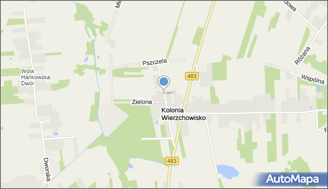 Kolonia Wierzchowisko gmina Mykanów, Źródlana, mapa Kolonia Wierzchowisko gmina Mykanów