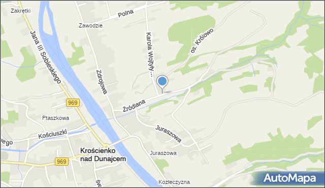Krościenko nad Dunajcem, Źródlana, mapa Krościenko nad Dunajcem