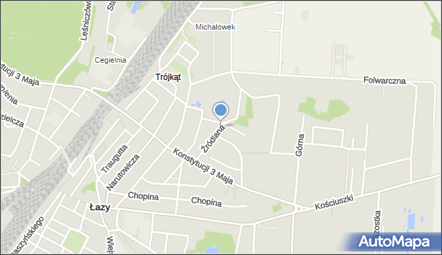 Łazy powiat zawierciański, Źródlana, mapa Łazy powiat zawierciański