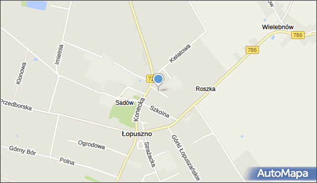Łopuszno, Źródlana, mapa Łopuszno