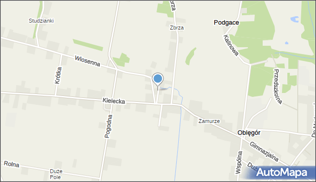 Oblęgór, Źródłowa, mapa Oblęgór