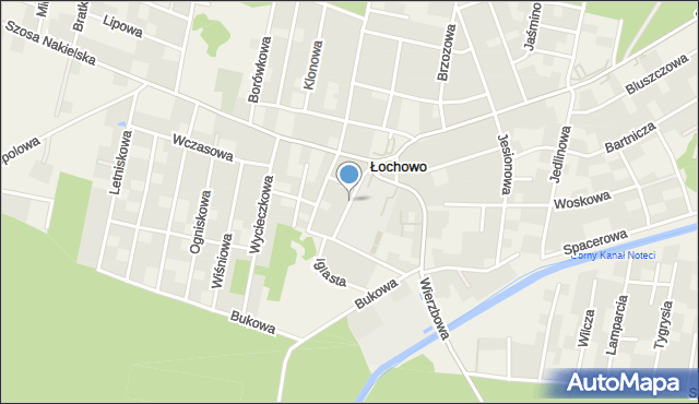 Łochowo, Żurawinowa, mapa Łochowo
