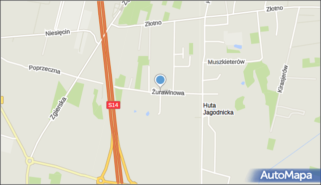 Łódź, Żurawinowa, mapa Łodzi