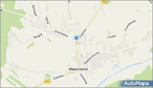 Międzyrzecze gmina Bojszowy, Żubrów, mapa Międzyrzecze gmina Bojszowy