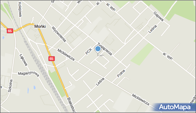 Mońki, Żurawia, mapa Mońki