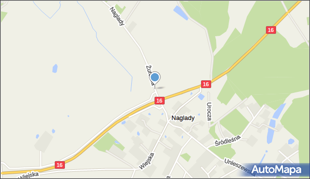 Naglady, Żurawia, mapa Naglady