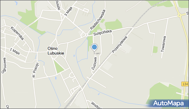 Ośno Lubuskie, Żużlowa, mapa Ośno Lubuskie