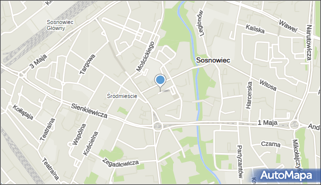 Sosnowiec, Żurawia, mapa Sosnowca