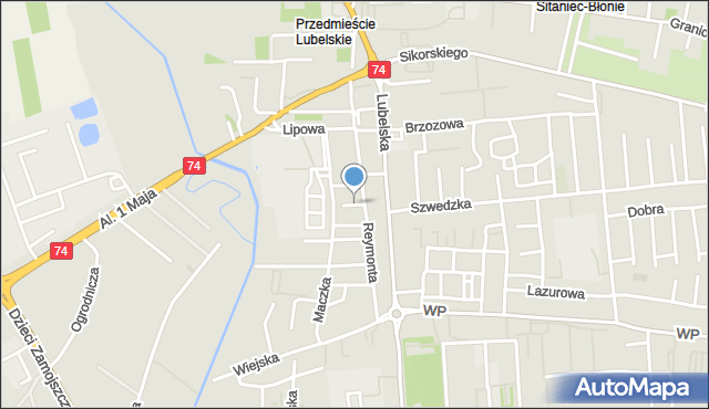 Zamość, Zuchów, mapa Zamościa