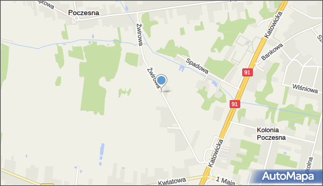 Kolonia Poczesna, Żwirowa, mapa Kolonia Poczesna