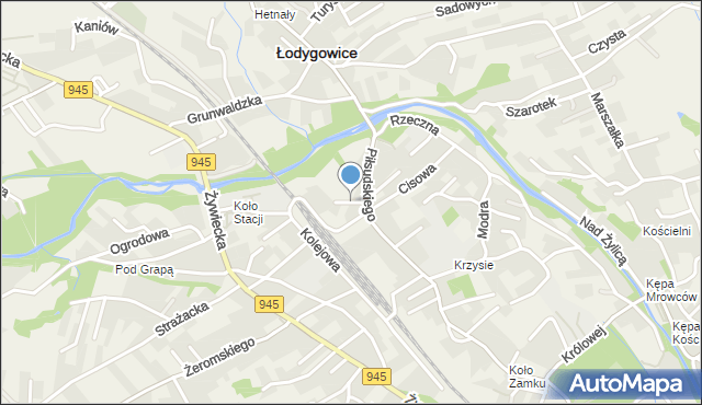 Łodygowice powiat żywiecki, Żwirowa, mapa Łodygowice powiat żywiecki