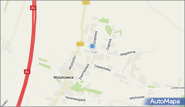 Myszkowice gmina Bobrowniki, Zwycięstwa, mapa Myszkowice gmina Bobrowniki