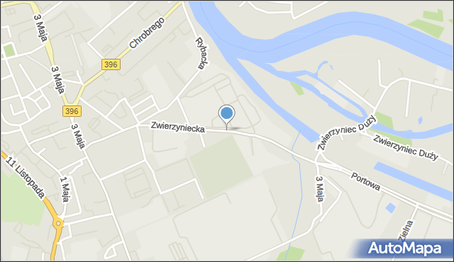 Oława, Zwierzyniecka, mapa Oława