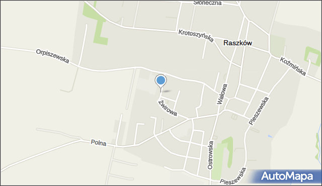 Raszków powiat ostrowski, Żwirowa, mapa Raszków powiat ostrowski