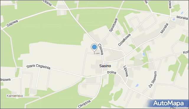 Sasino, Żwirowa, mapa Sasino