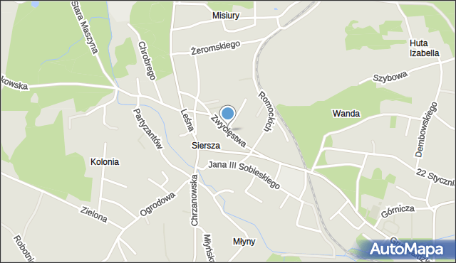 Trzebinia powiat chrzanowski, Zwycięstwa, mapa Trzebinia powiat chrzanowski