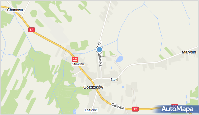 Goździków gmina Gielniów, Zygmuntowska, mapa Goździków gmina Gielniów
