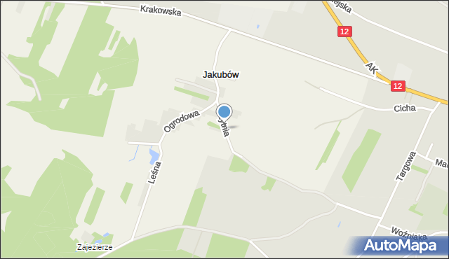 Jakubów gmina Przysucha, Żytnia, mapa Jakubów gmina Przysucha