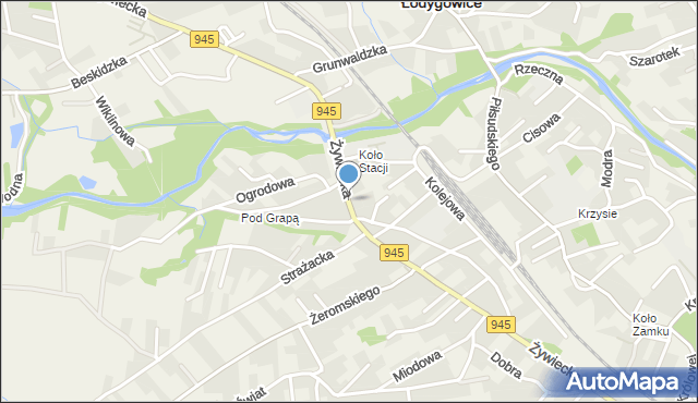 Łodygowice powiat żywiecki, Żywiecka, mapa Łodygowice powiat żywiecki