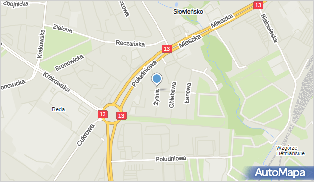 Szczecin, Żytnia, mapa Szczecina