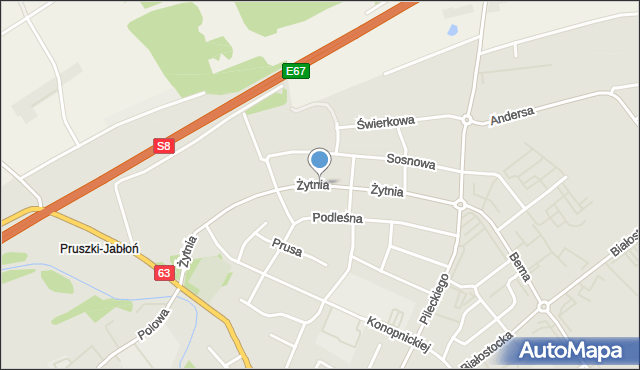 Zambrów, Żytnia, mapa Zambrów
