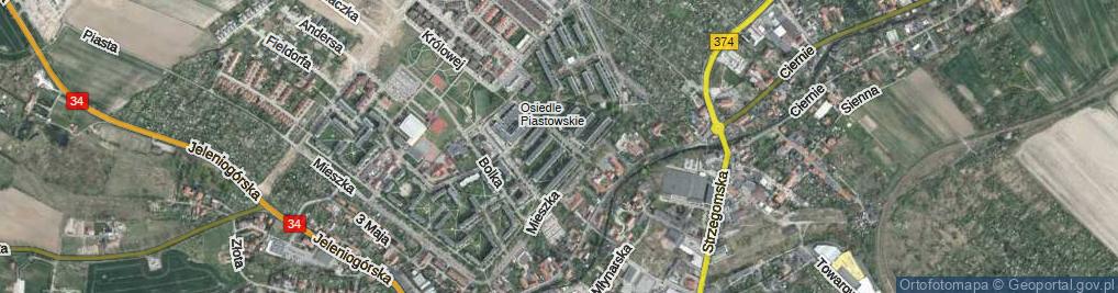 Zdjęcie satelitarne Bolesława Krzywoustego ul.