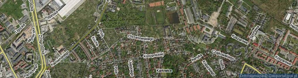 Zdjęcie satelitarne Chrzanowskiego Ignacego ul.