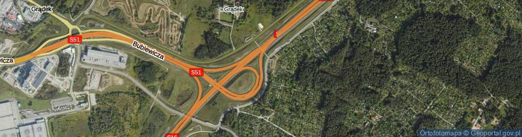 Zdjęcie satelitarne droga projektowana ul.