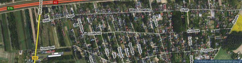 Zdjęcie satelitarne Działkowa ul.
