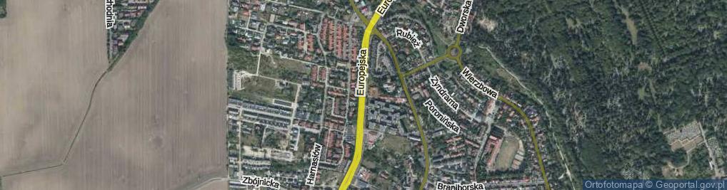 Zdjęcie satelitarne Europejska ul.