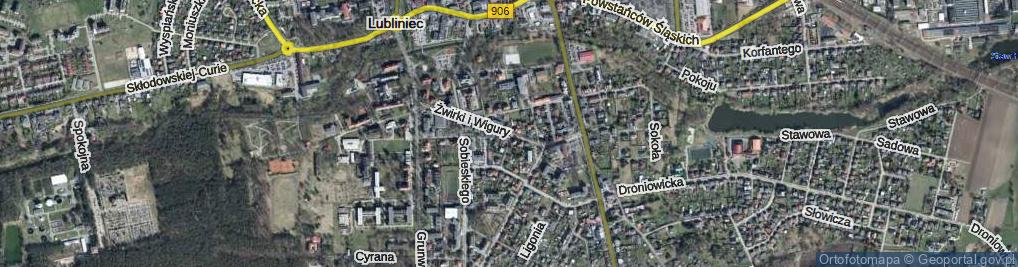 Zdjęcie satelitarne Franciszka Żwirki i Stanisława Wigury ul.