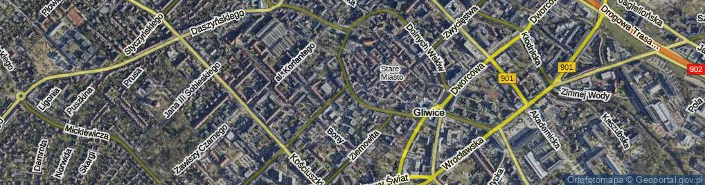 Zdjęcie satelitarne Górnych Wałów ul.