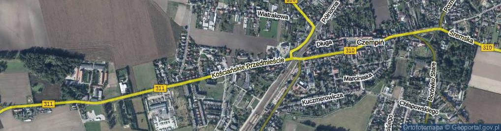 Zdjęcie satelitarne Kościańskie Przedmieście ul.