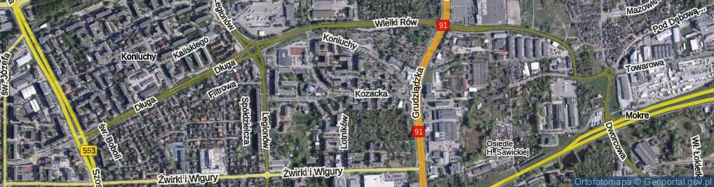 Zdjęcie satelitarne Kozacka ul.