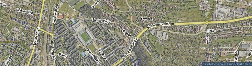 Zdjęcie satelitarne Krzywa ul.