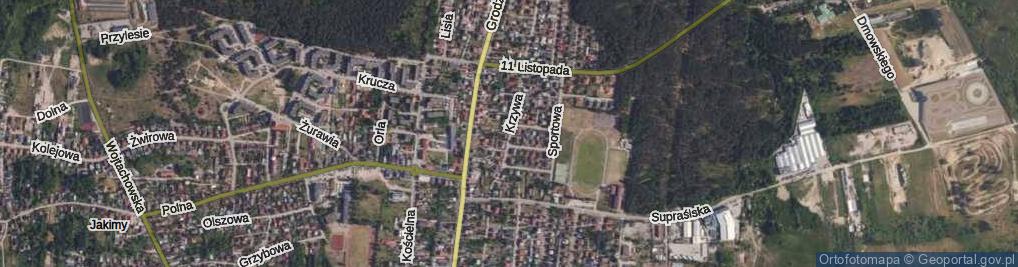 Zdjęcie satelitarne Krzywa ul.