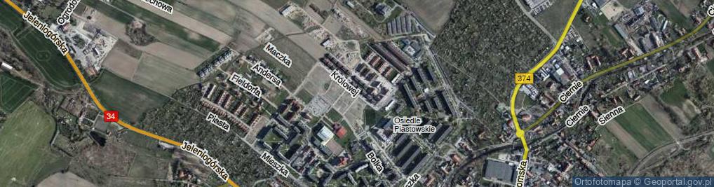 Zdjęcie satelitarne Królowej Jadwigi ul.