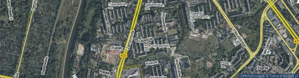 Zdjęcie satelitarne Łabędzia ul.