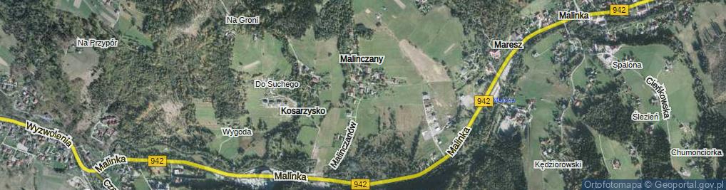 Zdjęcie satelitarne Malinczanów ul.