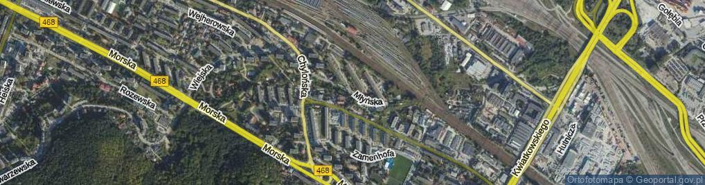 Zdjęcie satelitarne Młyńska ul.