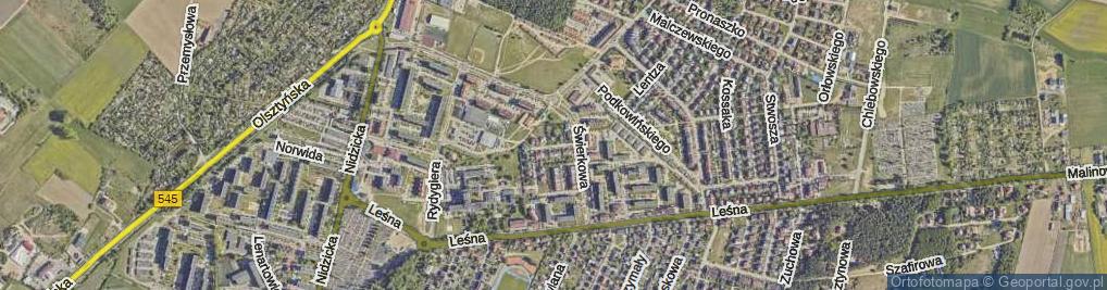 Zdjęcie satelitarne Modrzewiowa ul.
