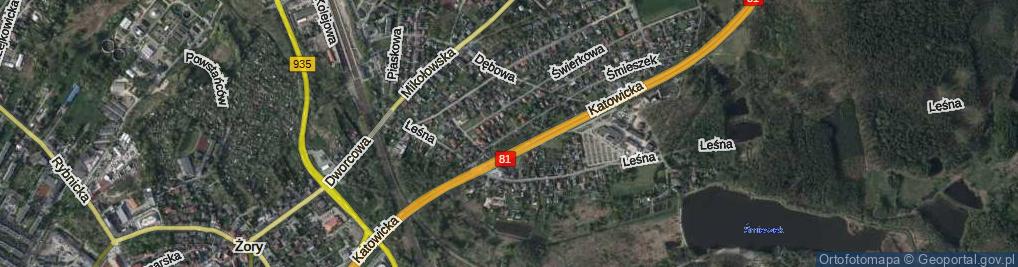 Zdjęcie satelitarne Modrzewiowa ul.