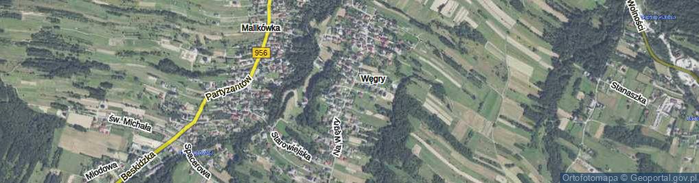 Zdjęcie satelitarne Na Węgry ul.