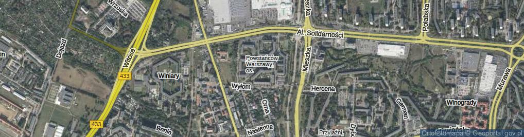 Zdjęcie satelitarne Osiedle Powstańców Warszawy os.