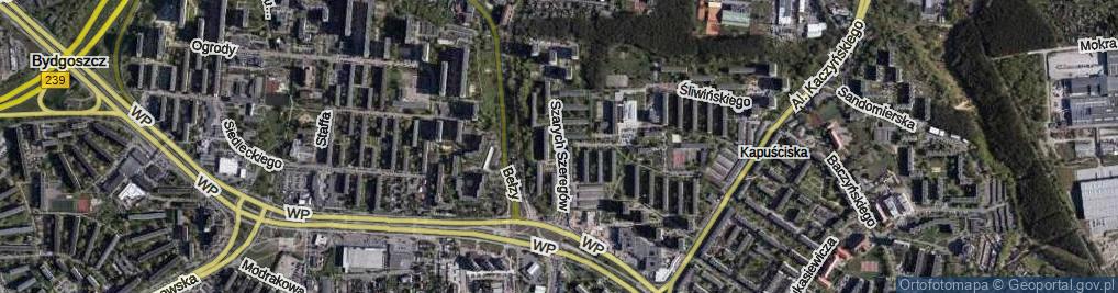 Zdjęcie satelitarne Szarych Szeregów ul.