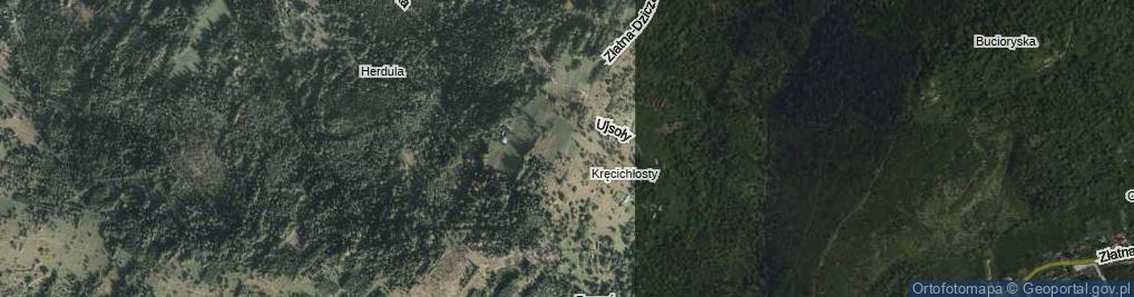 Zdjęcie satelitarne Ujsoły-Kręcichwosty ul.