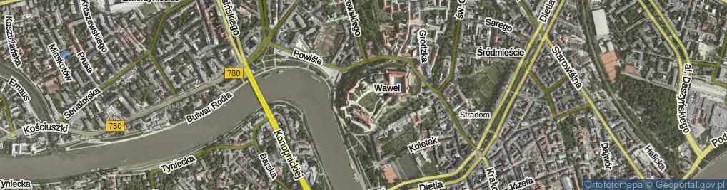 Zdjęcie satelitarne Zamek Wawel ul.